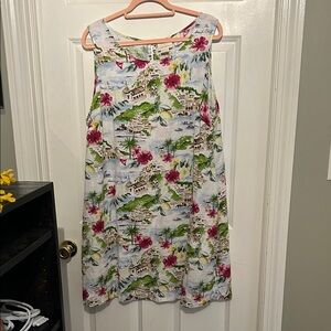Cynthia Rowley White Midi Dress with Pink Floral and Green Accents